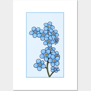 Vintage doodle illustration of Myosotis Alpestris or Forget-Me-Not flower Posters and Art